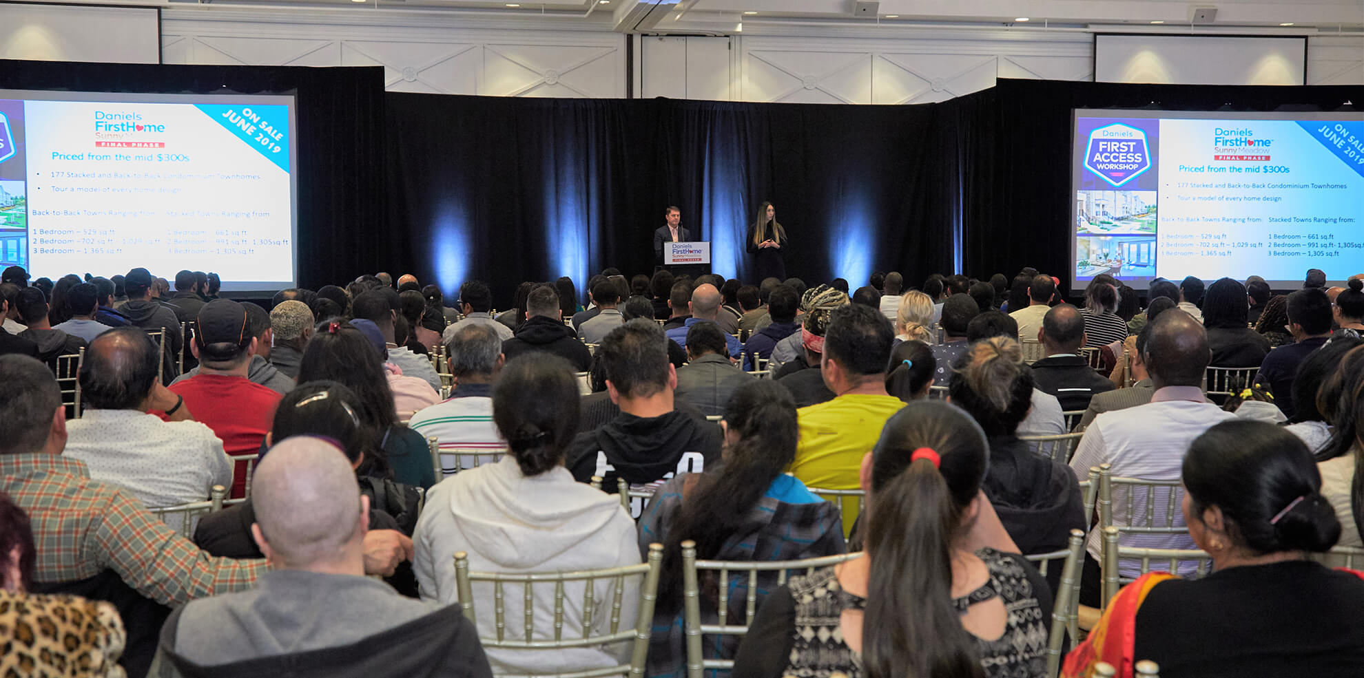 A crowd gathered to hear a the presentation at the Daniels First Access Workshop. 